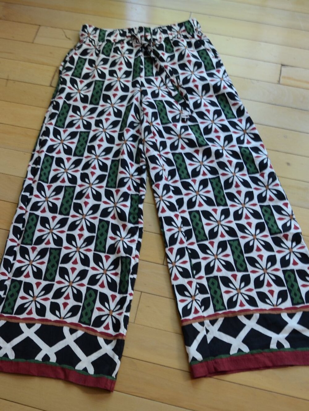 Haver & Blair Pull On Wide Leg Crop Floral Print Retro Womens Pants US XS